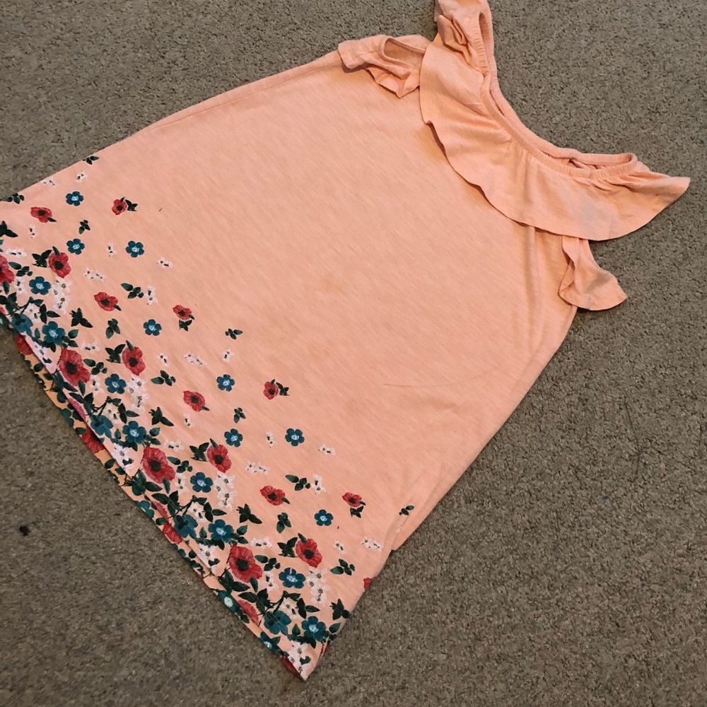 Peach floral cold shoulder dress